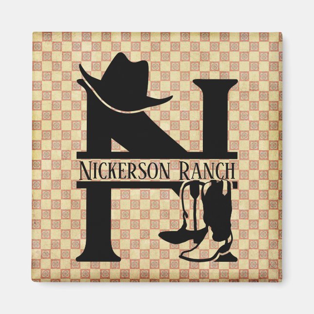 Delad 'N' Cowboy Monogram Magnet (Framsidan)