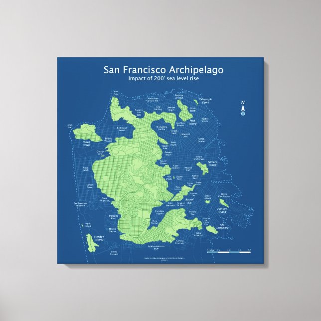 Delade flöden av San Francisco-24"x24",arbetsyta Canvastryck (Framsida)