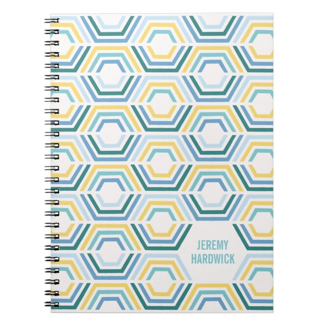 Delade hexagon geometrisk journal - turkos anteckningsbok (Framsidan)