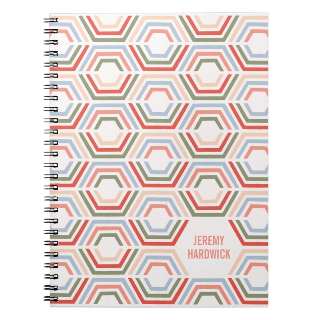Delade hexagoner Geometrisk dagbok - Crimson Anteckningsbok (Framsidan)