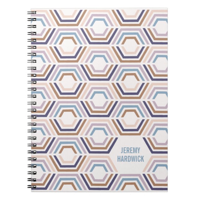 Delade hexagoner Geometrisk journal - Aubergine Anteckningsbok (Framsidan)
