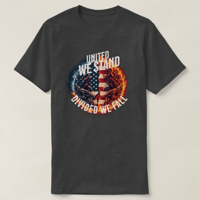Delade vi faller USA Burning T Shirt (Design framsida)