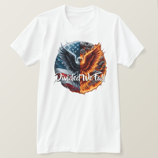 Delade vi faller USA Burning T Shirt (Design framsida)