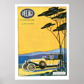 Delage Le Vookie Automobile Ad Vintage Art Poster