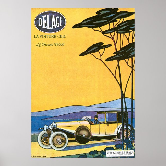 Delage ~ Vintage Automobile Advertisement Poster (Framsidan)