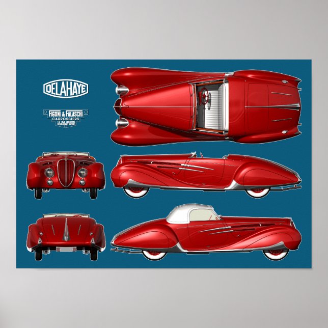 Delahaye 165 Figoni et Falaschi Poster (Framsidan)