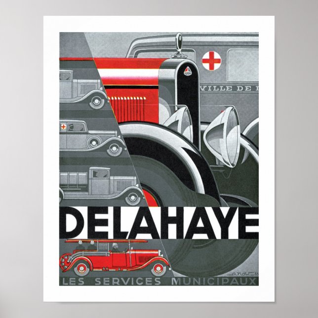Delahaye Art Deco Automobile Ad Poster (Framsidan)