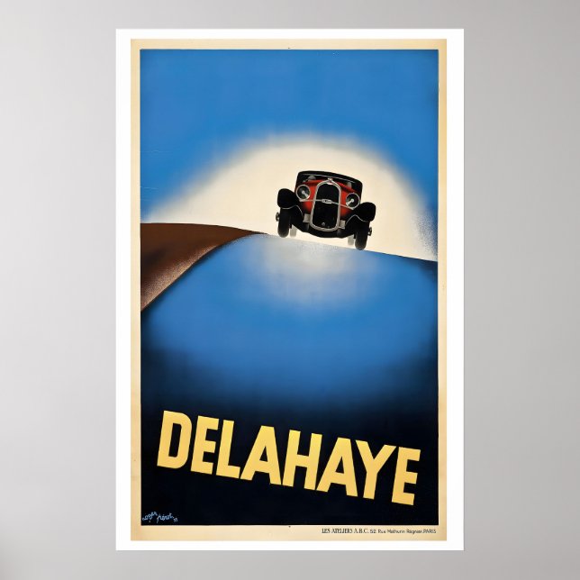 Delahaye - Vintage bilaffisch Poster (Framsidan)