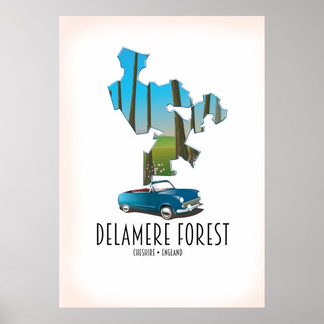 Delamere Forest Cheshire England karta Poster (Framsidan)