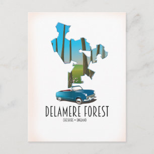 Delamere Forest Cheshire England karta Vykort