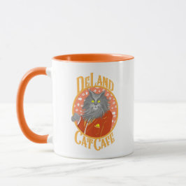 DeLand Cat Cafes Henry DeCat i orange kostym Logot Mugg