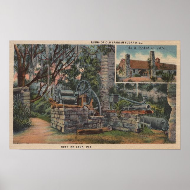 Deland, FL - Ruins of Old Spain Sugar Mill Poster (Framsidan)