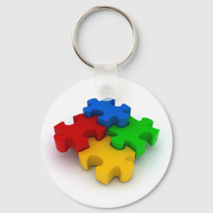 delar Autismmedvetenhet Keychain för pussel 3D Nyckelring