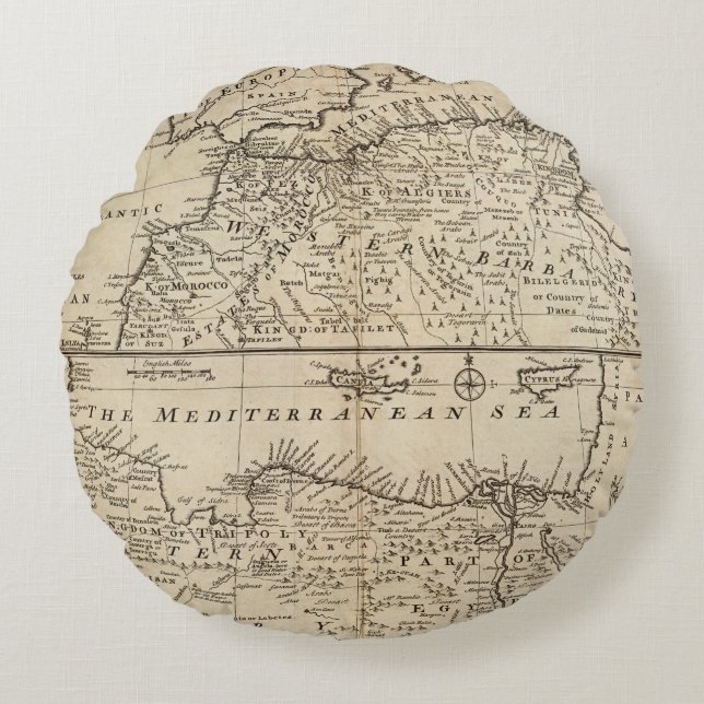 Delar av Barbary, afrika Rund Kudde (Framsidan)