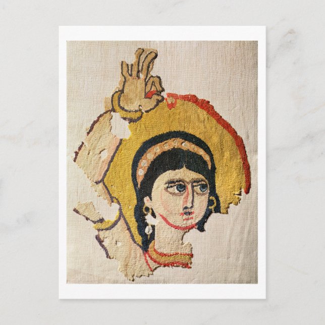 Delar av ett tapetseri som avger huvudet på en dan vykort (Framsida)