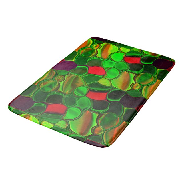 Delar av färg, cirklar och rundade former badrumsmatta (Vinklad)