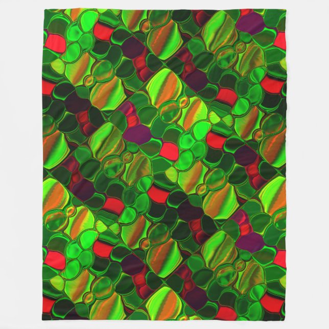 Delar av färg, cirklar och rundade former fleecefilt (Framsidan)