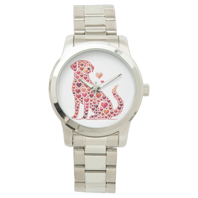 DELAR AV RÖDA VALENTINHJÄRTAT HUND ARMBANDSUR (Framsida)