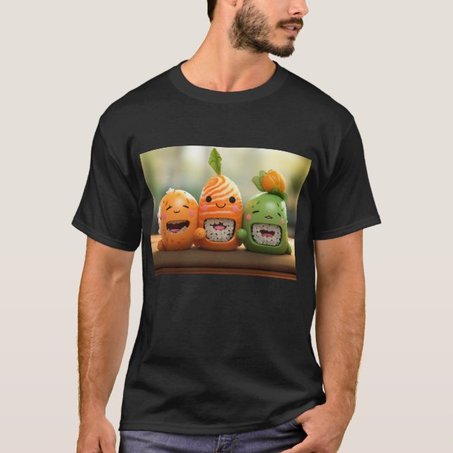 Delar av sushi med ansikte t shirt (Framsida)
