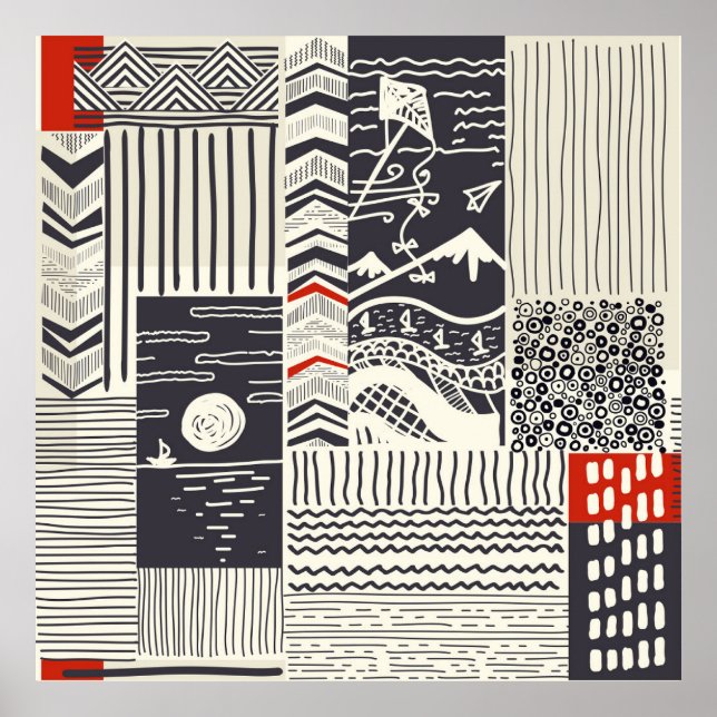 Delar av trä med skalad grönt, abstrakt te poster (Framsidan)