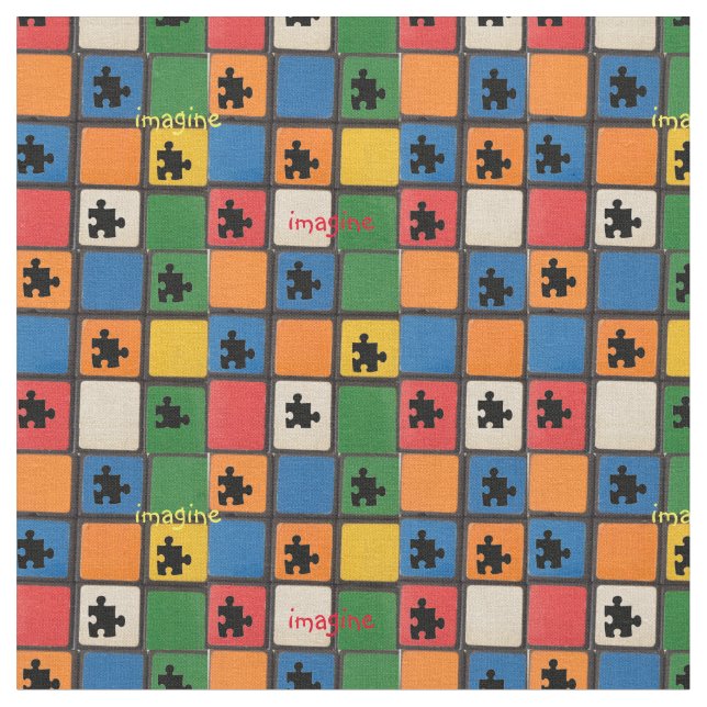 Delar mosaik för Autismmedvetenhetpussel Tyg (Närbild)