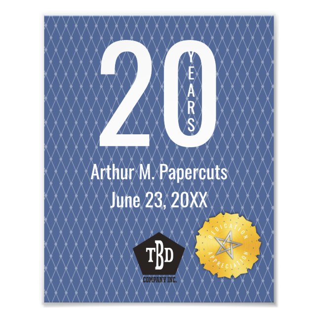 Delårsdag för medarbetare 20-årscertifikat fototryck (Framsidan)