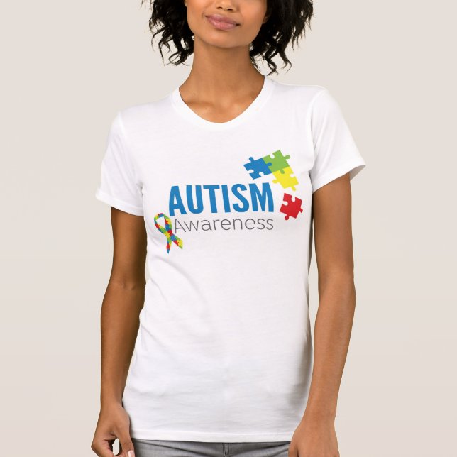 Delart Autismmedvetenhetpussel och band Tee (Framsida)