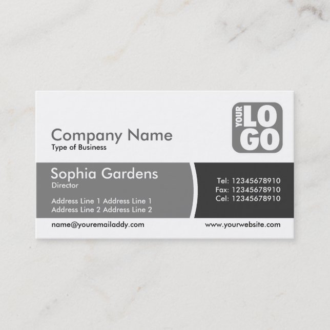 Delat band - Grått-Logotypens skuggor Visitkort (Framsida)