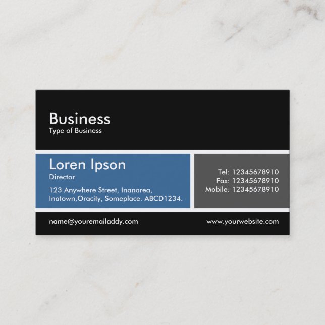 Delat band v2 Blue och Grått Visitkort (Framsida)