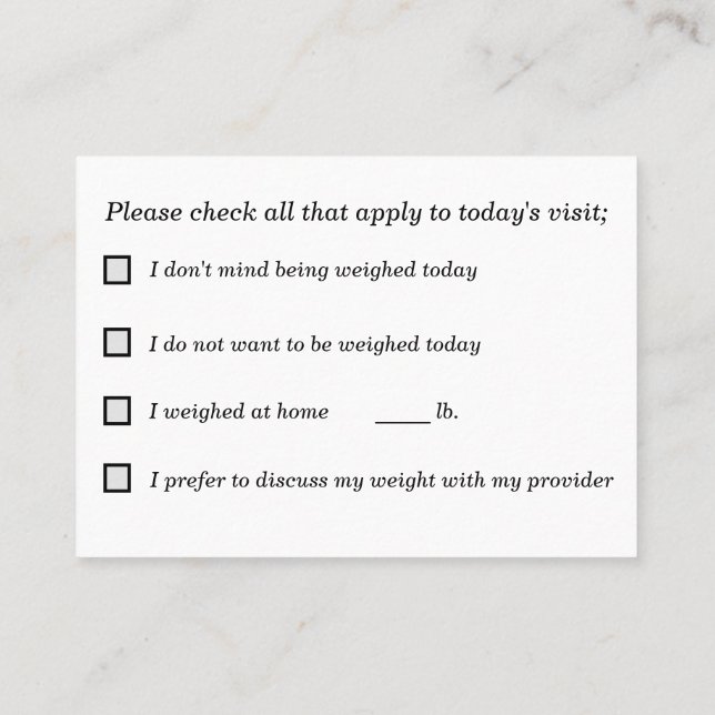Delat beslut Skapar för viktningsenheter Visitkort (Baksida)