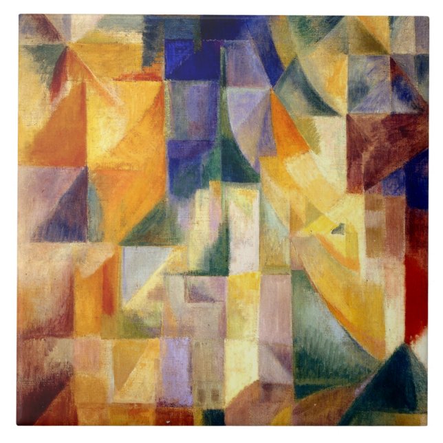 Delaunay - Simultanous Windows, berömd-målning, Kakelplatta (Framsidan)