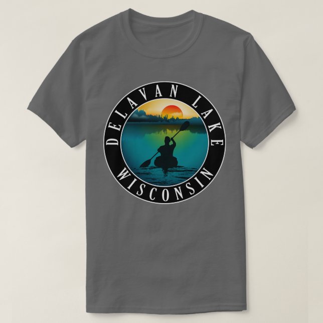 Delavan Sjö Wisconsin Kayaking T Shirt (Design framsida)