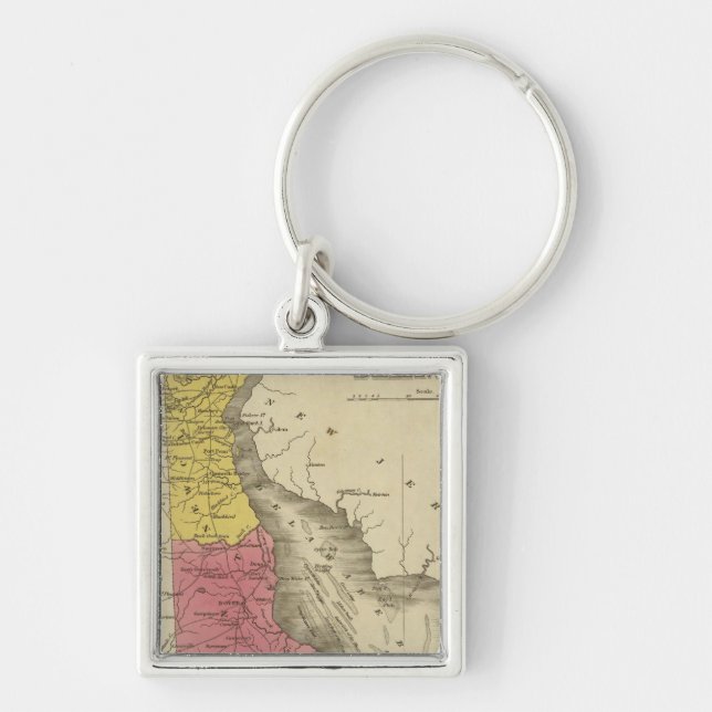 Delaware 4 fyrkantig silverfärgad nyckelring (Framsidan)