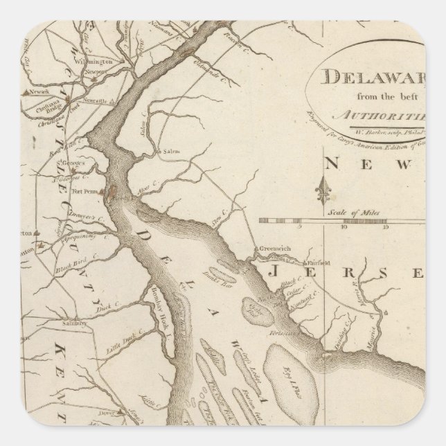 Delaware 5 fyrkantigt klistermärke (Framsida)