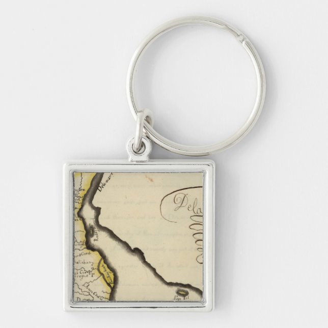 Delaware 7 fyrkantig silverfärgad nyckelring (Framsidan)