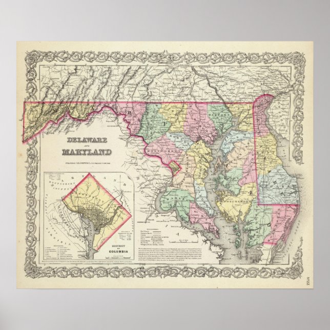 Delaware and Maryland with District of Columbia Poster (Framsidan)