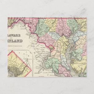 Delaware and Maryland with District of Columbia Vykort