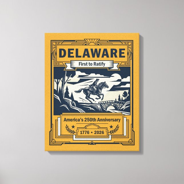 Delaware Art Deco Amerika 250-årsjubileum Canvastryck (Framsida)