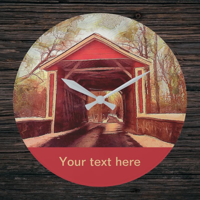Delaware Ashland Covered Bridge Large Clock Stor Klocka (Skapare uppladdad)
