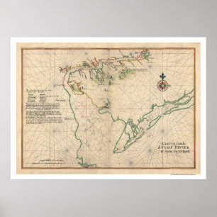 Delaware Bay Karta 1639 Poster