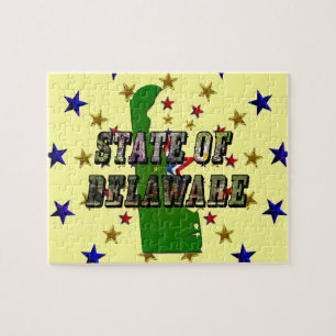 Delaware Bild Text & Karta kontur Pussel