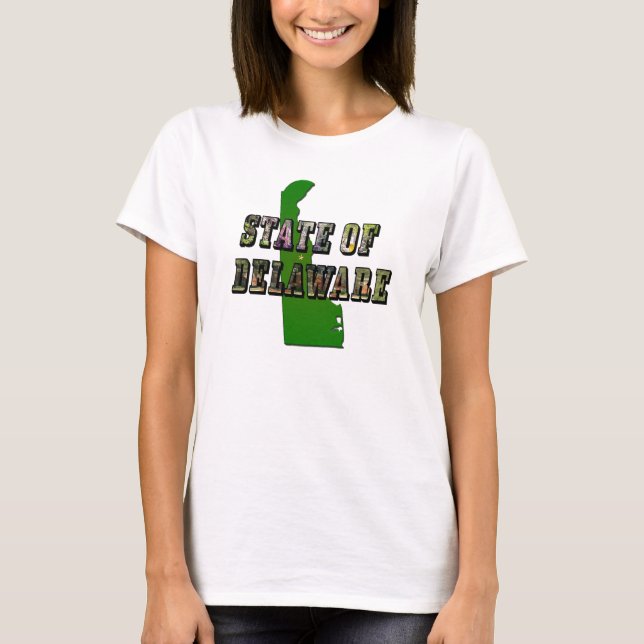 Delaware Bild Text & Karta kontur Tee (Framsida)