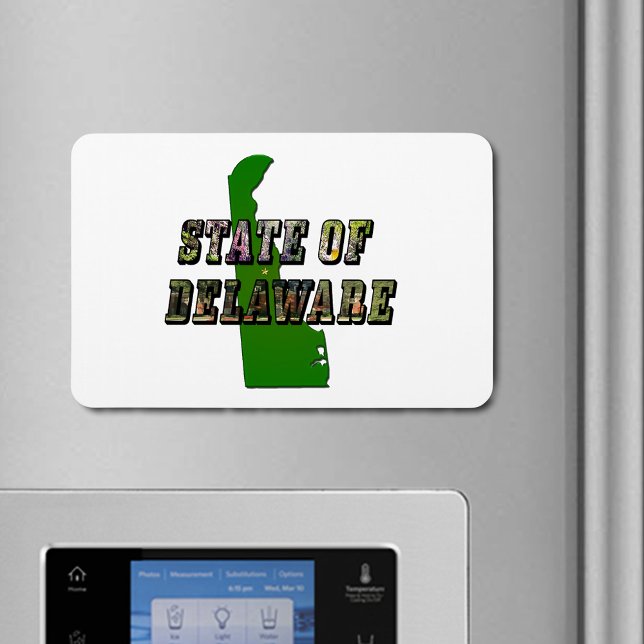 Delaware Bild Text och Karta Magnet (State of Delaware Picture Text & Map Outline Magnet)