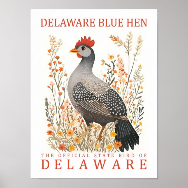 Delaware Blue Hen Bird of Delaware USA Travel Poster (Framsidan)