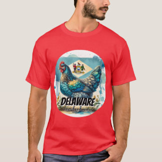 Delaware Bold and Gracval Blue Hen State Animal W T Shirt