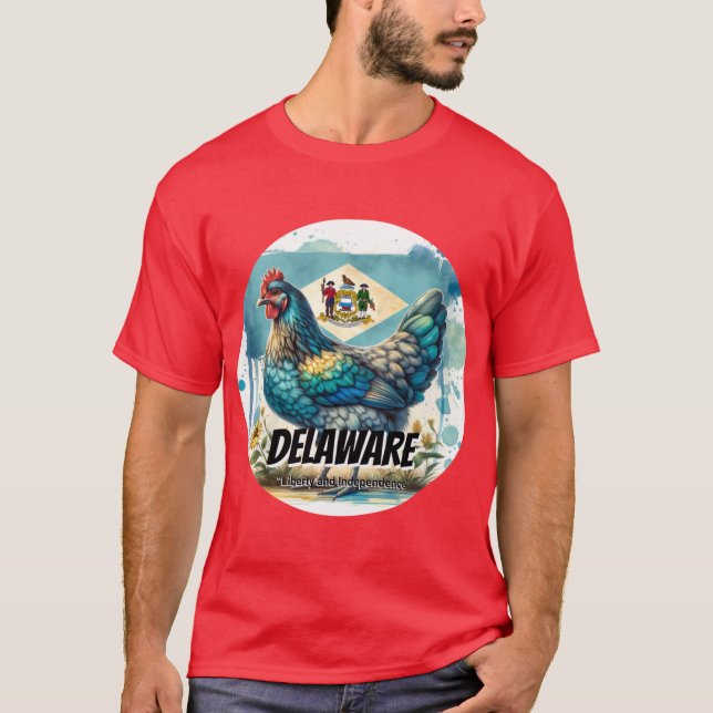 Delaware Bold and Gracval Blue Hen State Animal W T Shirt (Framsida)