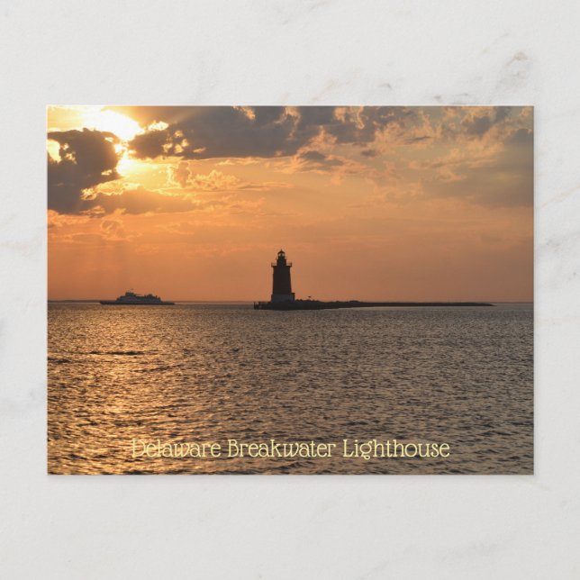 Delaware Breakwater Lighthouse Cape Henlopen Lewes Vykort (Framsida)