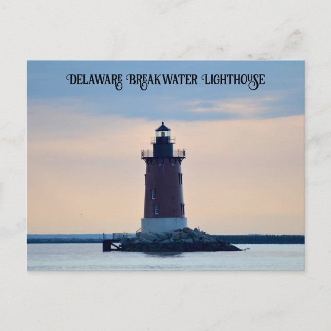 Delaware Breakwater Lighthouse Cape Henlopen Lewes Vykort (Framsida)