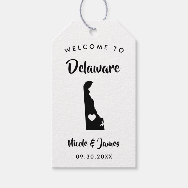 Delaware Bröllop Welcome Bag Märkres Presentetikett (Framsidan)