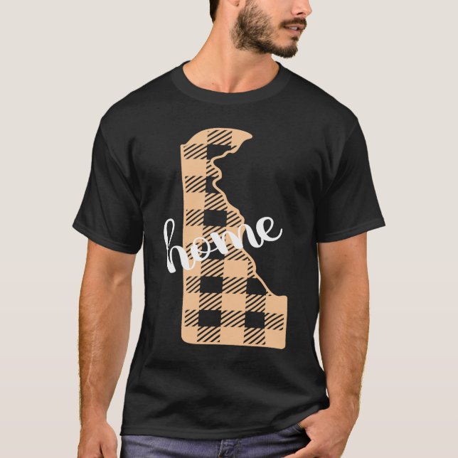 Delaware Buffalo Plaid Home State Country Peach We T Shirt (Framsida)